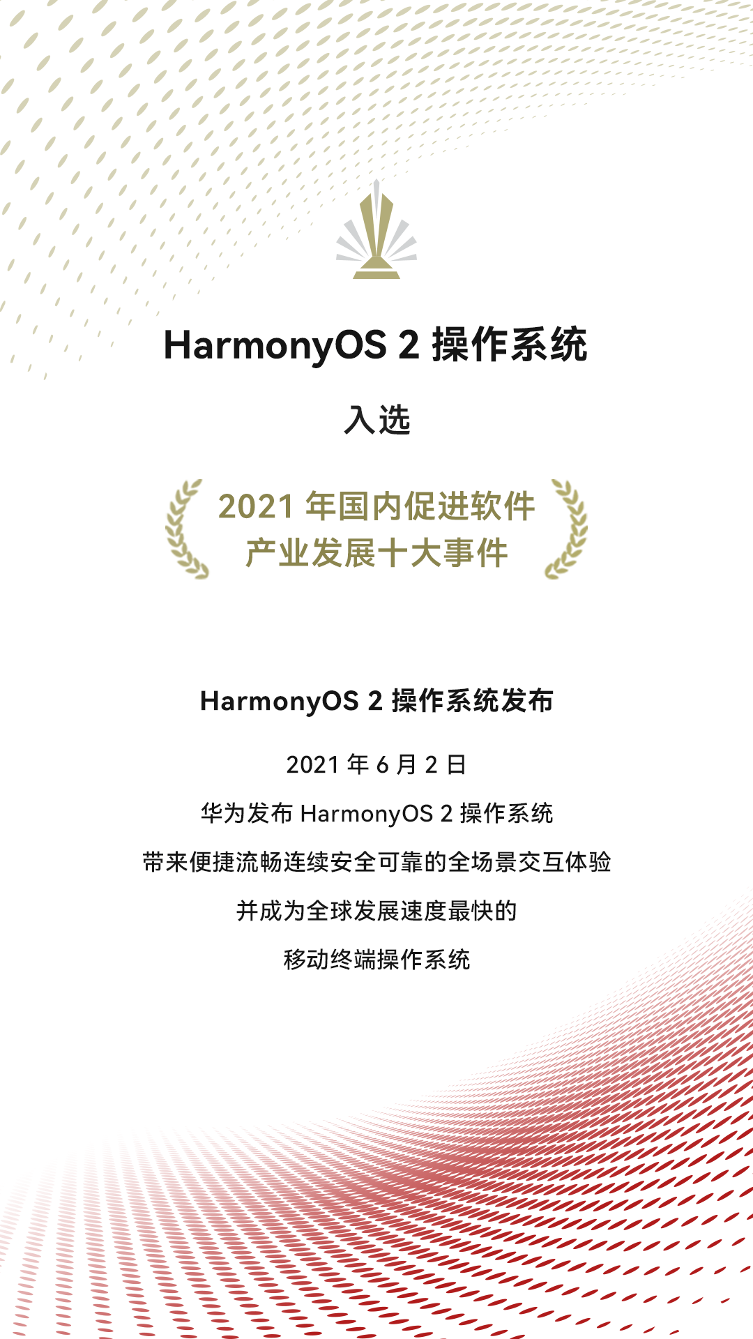 HarmonyOS 2成全球發展最快移動系統，入選2021軟件產業十大事件